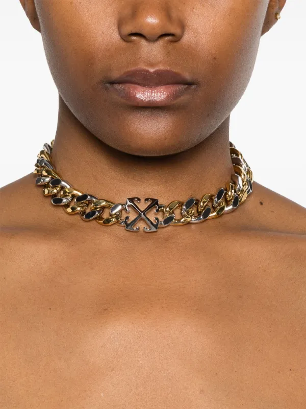 Off White Arrow Chain Necklace Silver FARFETCH