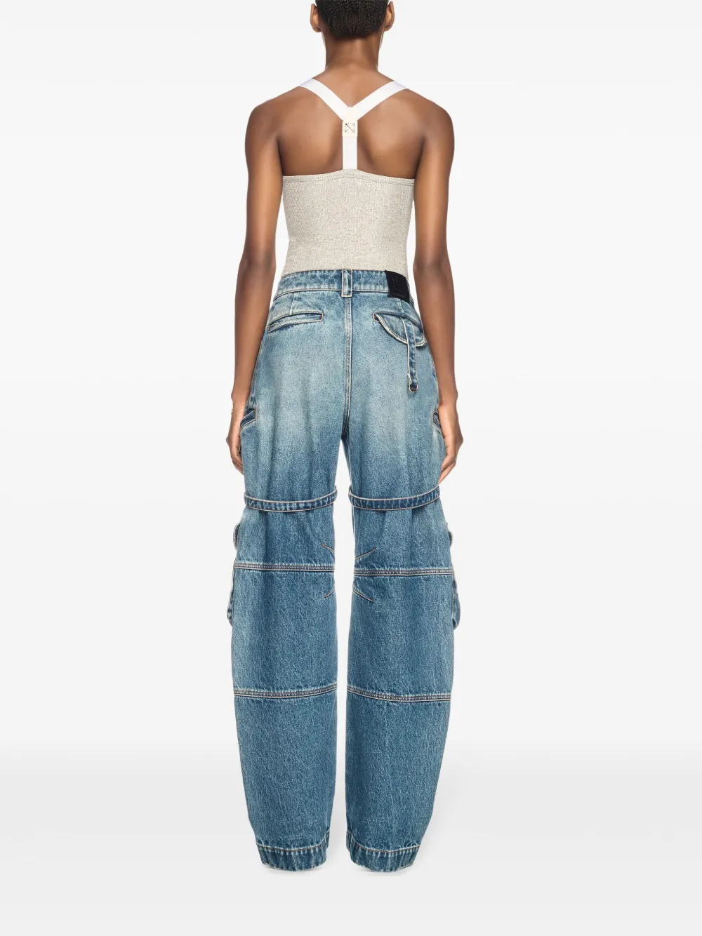 Off-White Geribbelde tanktop Zilver