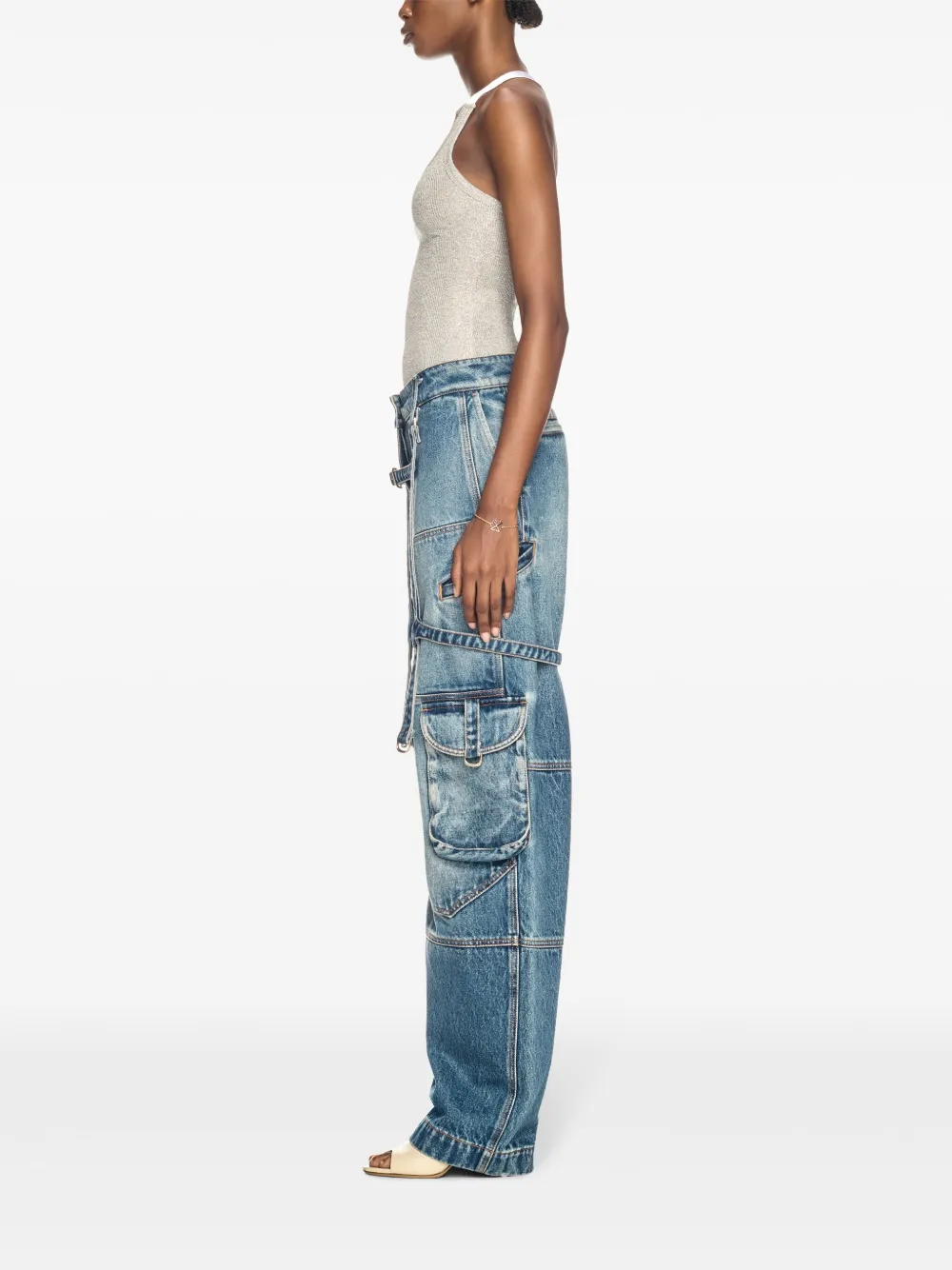 Off-White Geribbelde tanktop Zilver