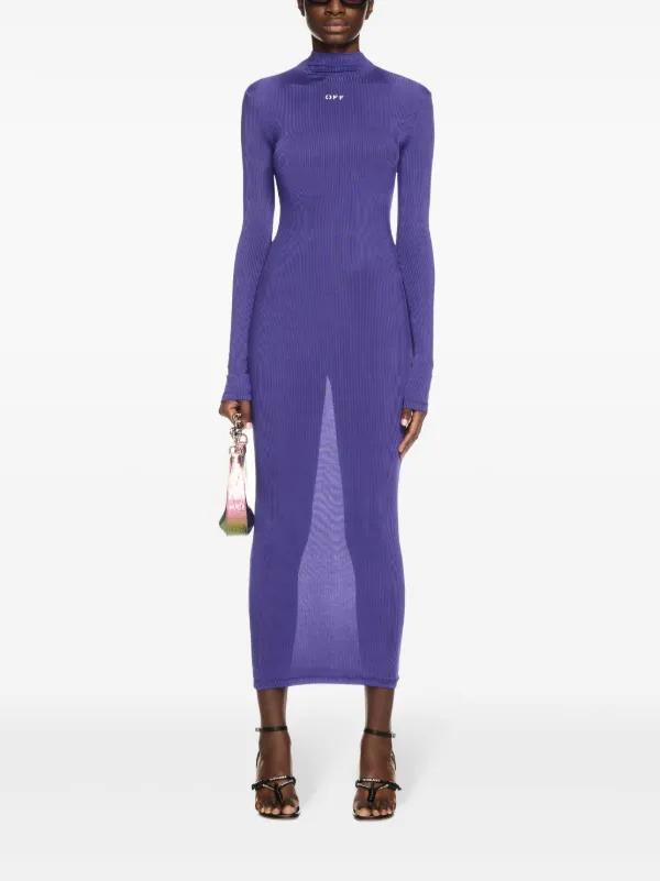 off white ribbed dress Off-White Ribbed Long Dress | Purple