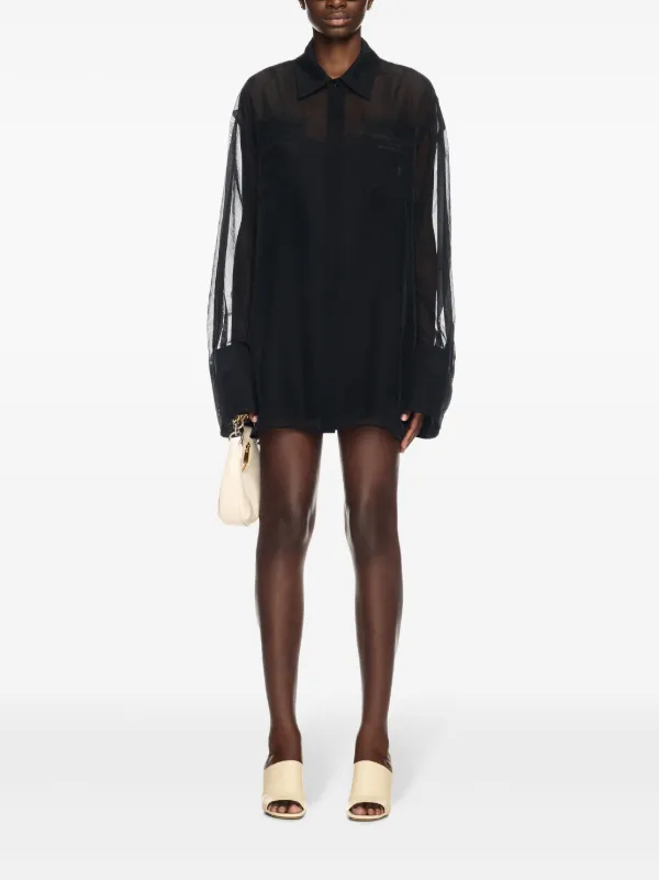 Off-White Black Organza Shirt Dress Black - Female 38