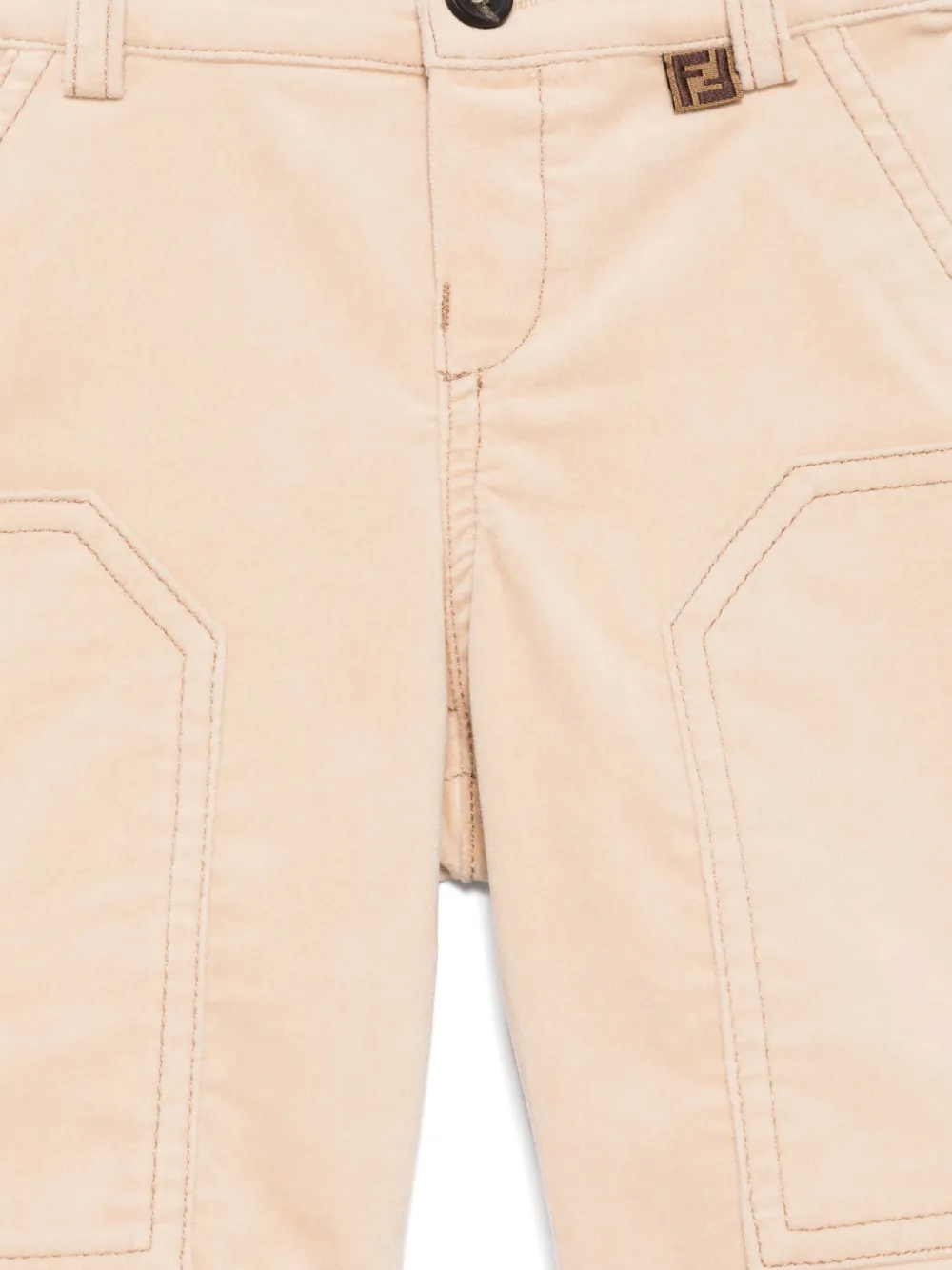 Fendi Kids Broek met geborduurd logo Beige