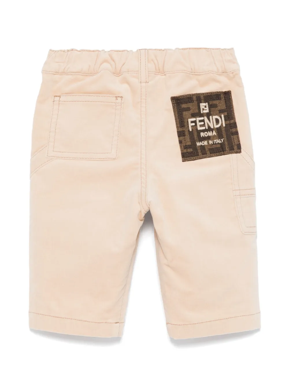 Fendi Kids Broek met geborduurd logo Beige