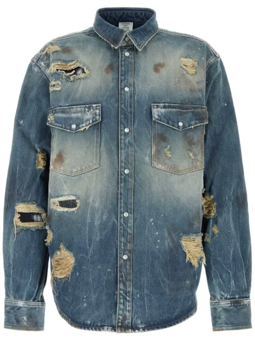 Chemise en jean à effet usé - VETEMENTS - Modalova