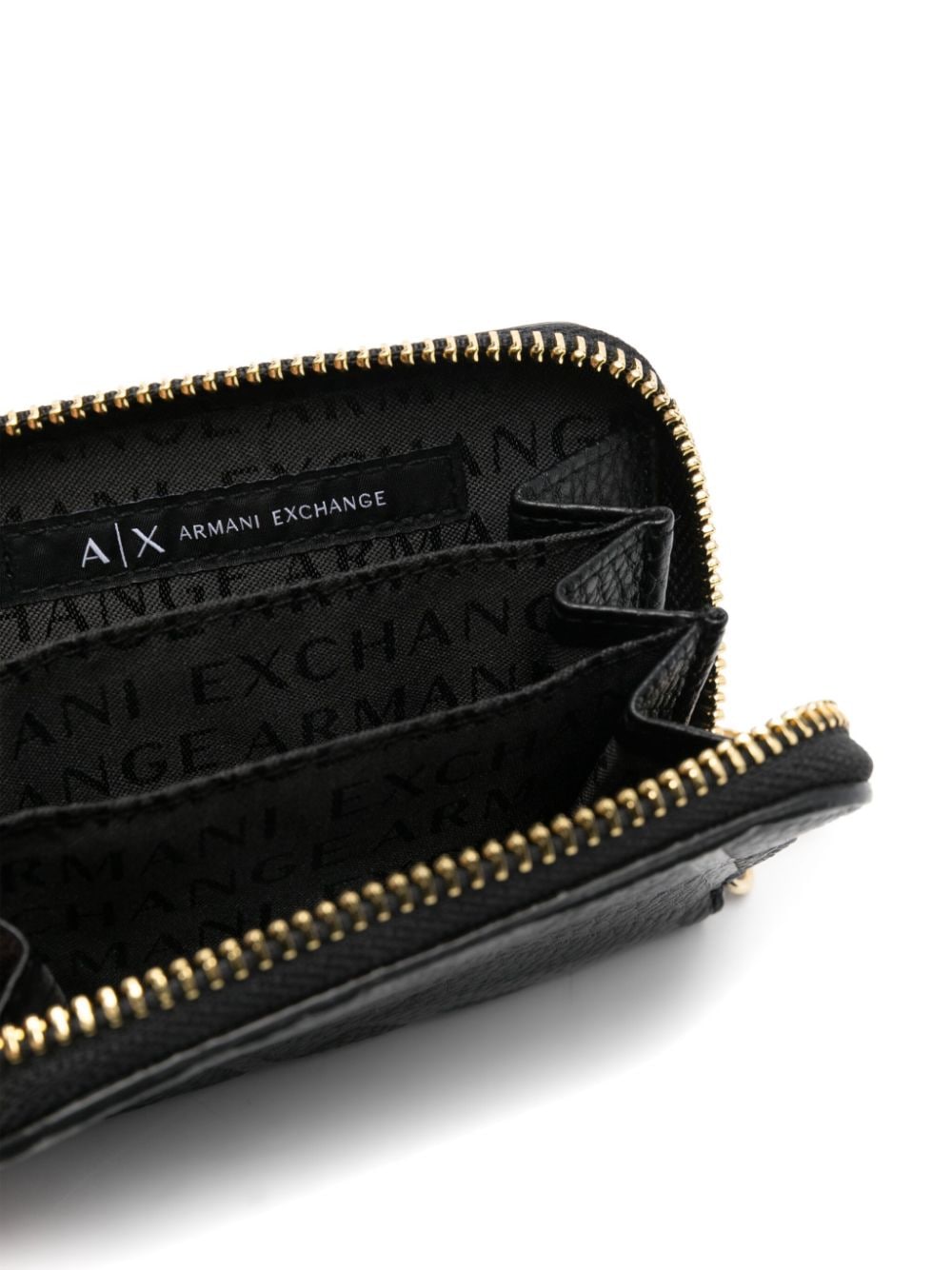 Shop Armani Exchange Monogram Chain Wallet In Black