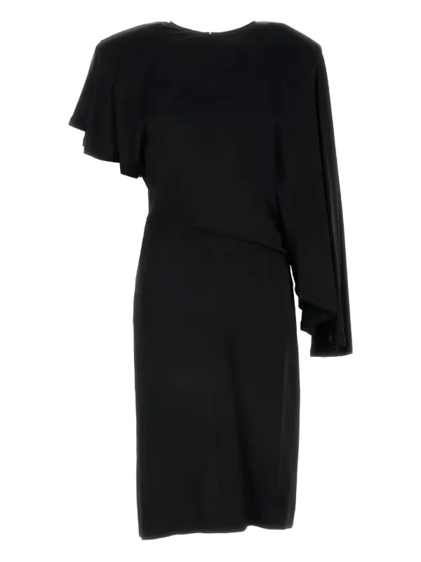 Stella McCartney Draped Asymmetrical-sleeve Dress in Black