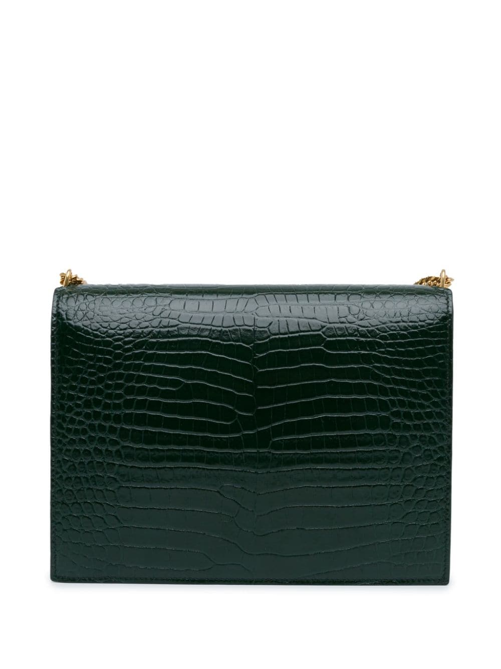 Saint Laurent Pre-Owned 2020 Croc Embossed Cassandra Clasp crossbody bag - Groen