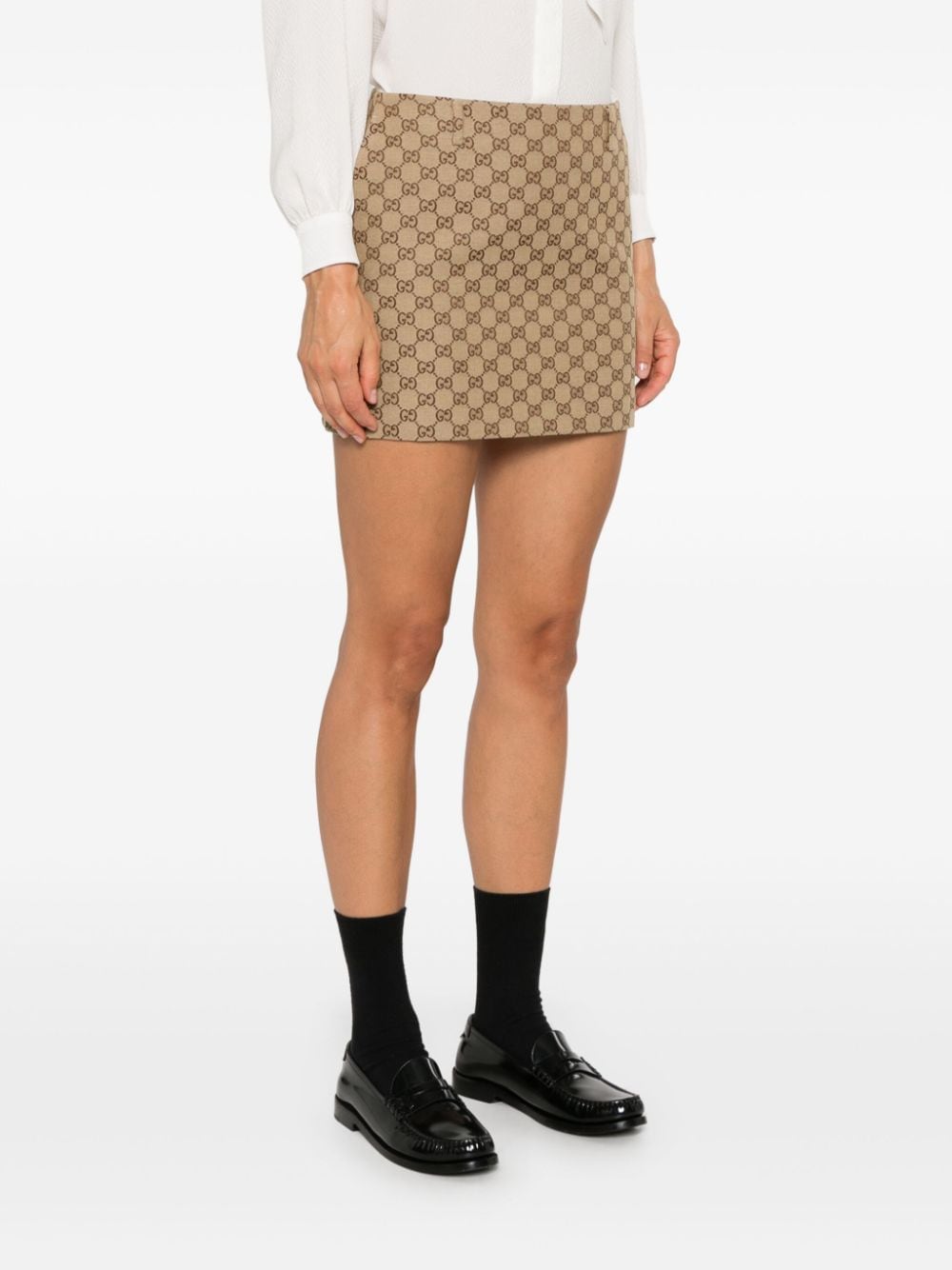 Shop Gucci Gg Canvas Mini Skirt In Neutrals