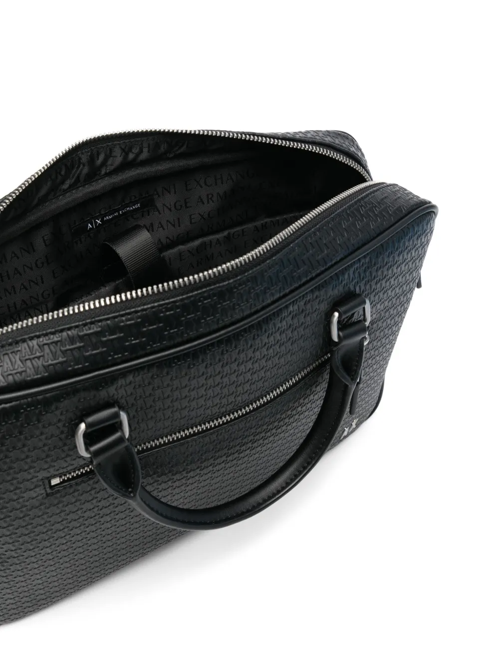 Armani Exchange Monogram-embossed Briefcase In Black