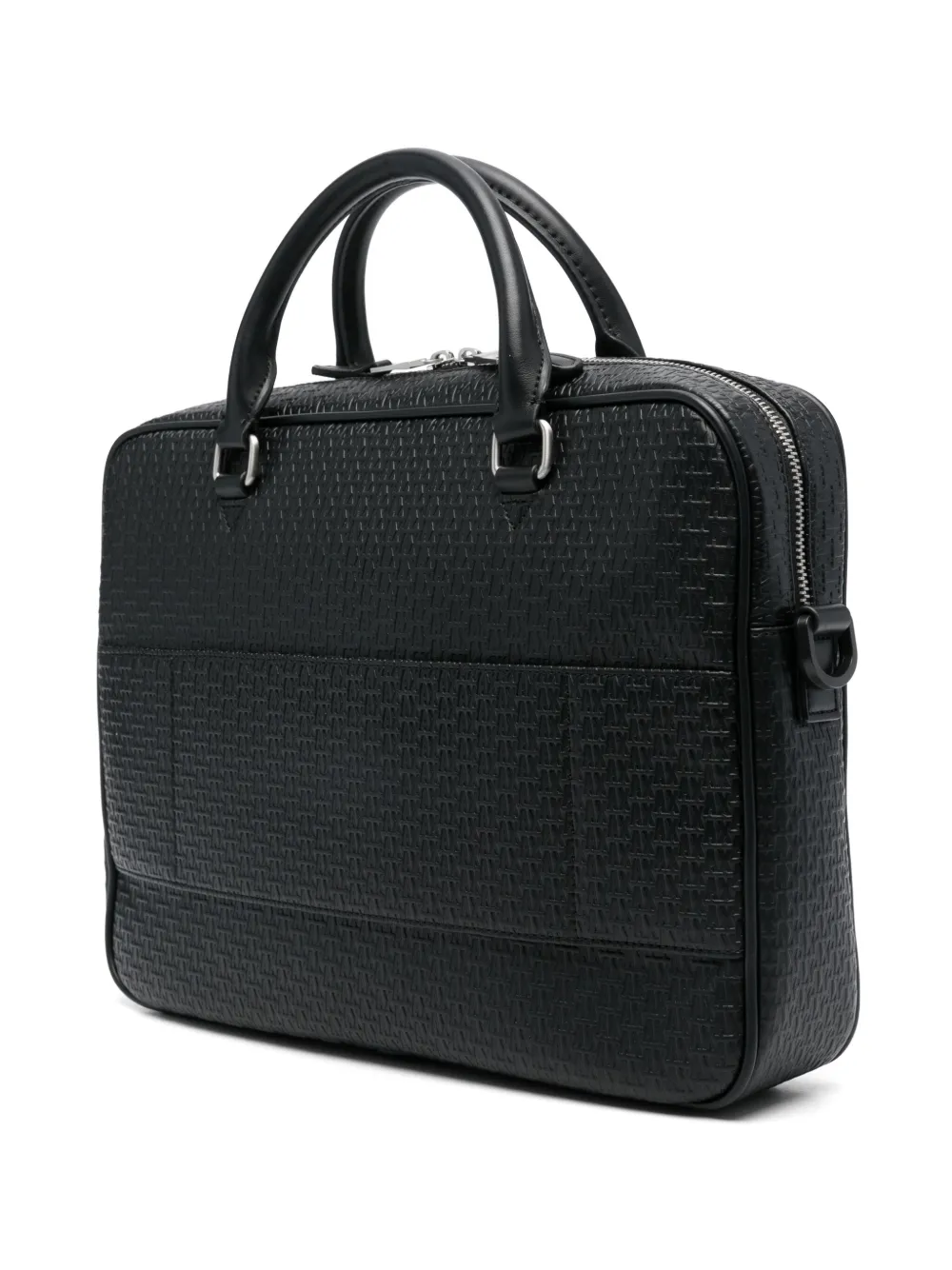 Armani Exchange Monogram-embossed Briefcase In Black