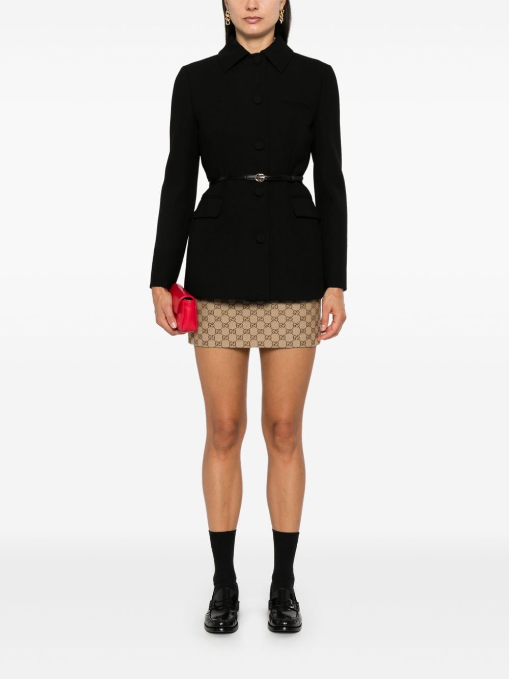 Shop Gucci Wool Crepe Jacket In Schwarz