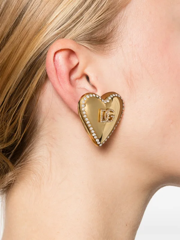 Dolce & Gabbana heart-motif clip-on Earrings | Gold | FARFETCH