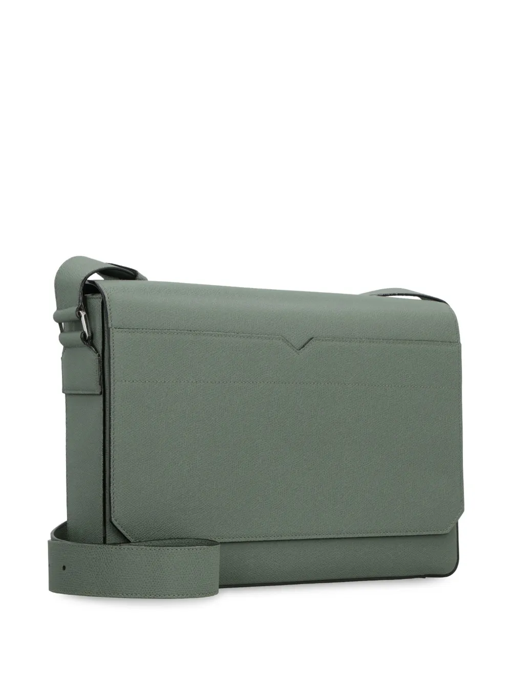 Shop Valextra V-line Messenger Bag In Green