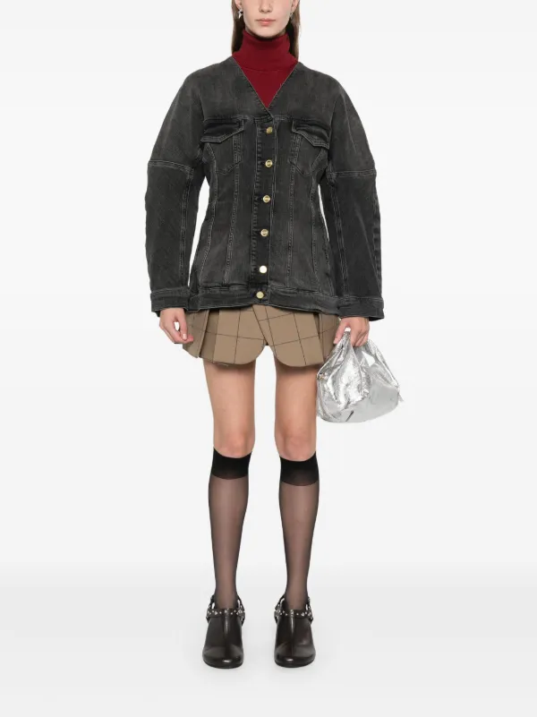 GANNI ウォッシュド デニムジャケット | ブラック | FARFETCH JP