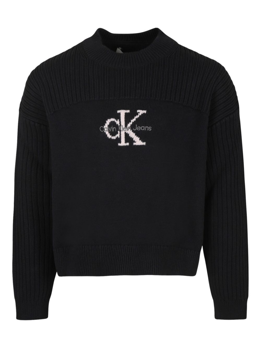 Calvin Klein Kids intarsia-knit logo jumper - Black