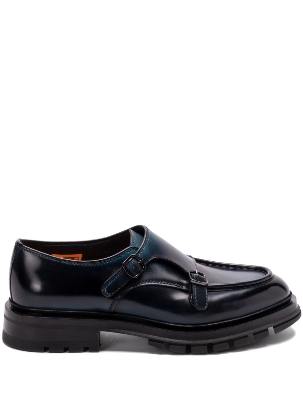 Shop Santoni Leather Monk Shoes In Blue