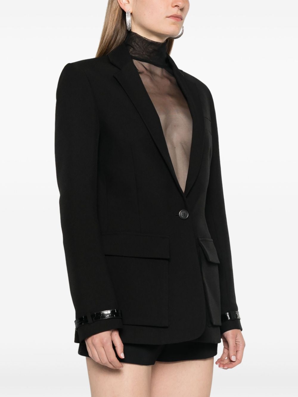 Shop Coperni Crocodile-effect Belted-cuffs Blazer In Black