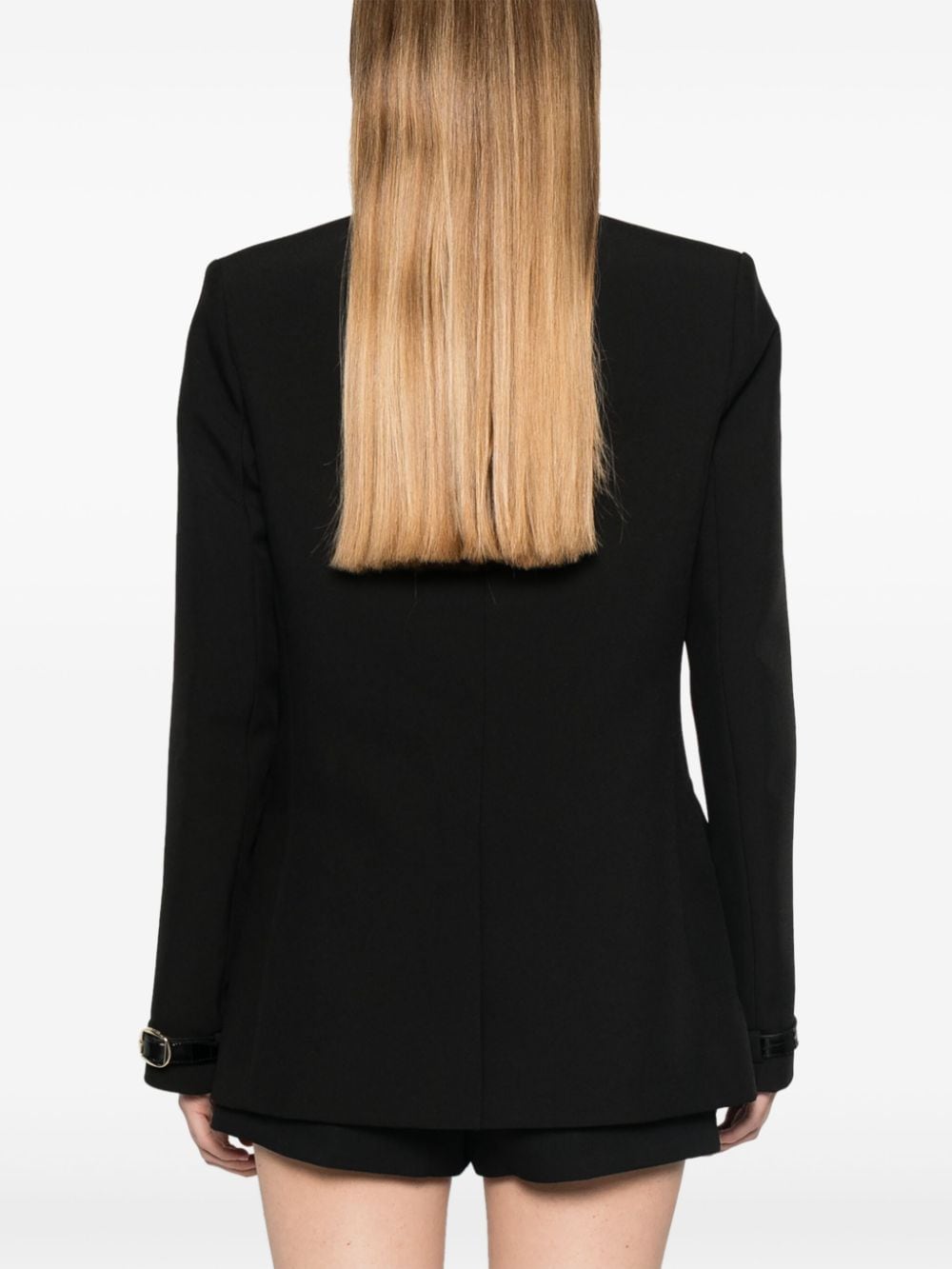 Shop Coperni Crocodile-effect Belted-cuffs Blazer In Black