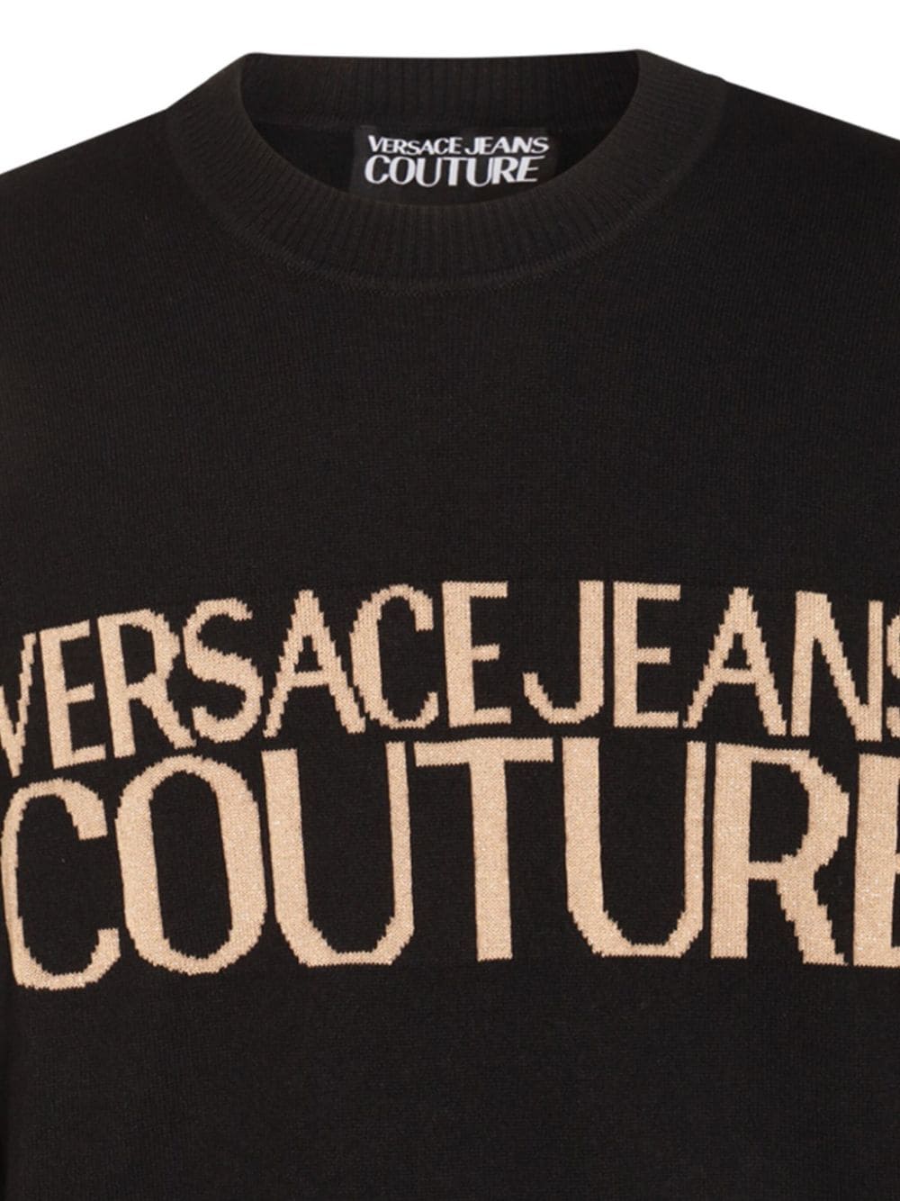 Shop Versace Jeans Couture Logo-jacquard Jumper In Black