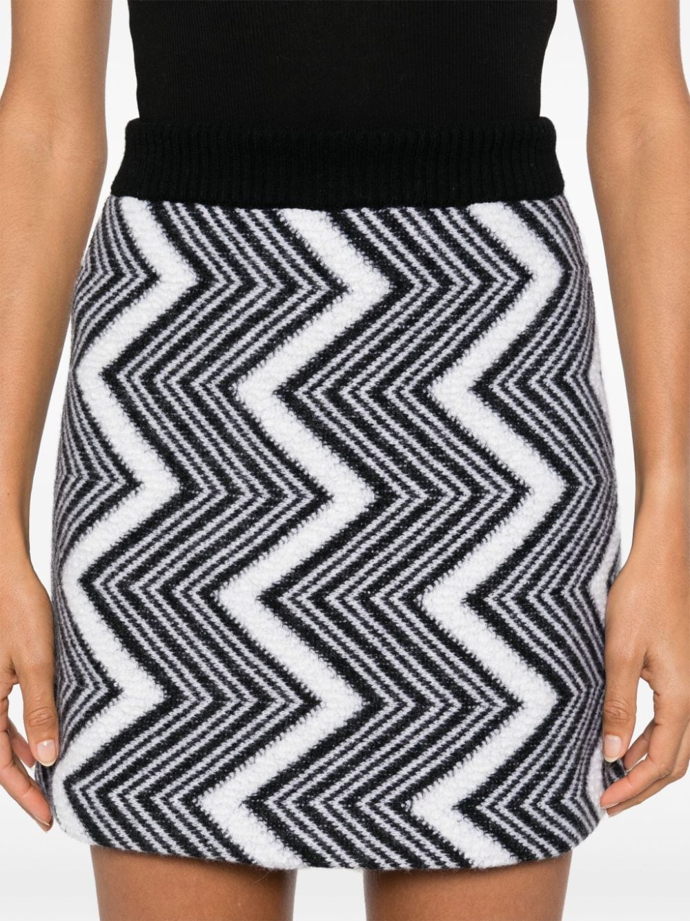 Shop Missoni Zigzag Wool Mini Skirt In Black