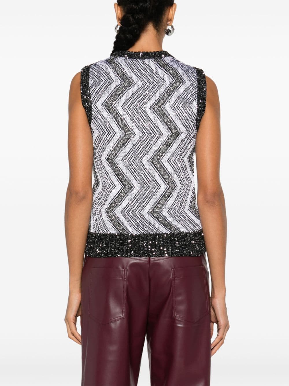 Shop Missoni Sequinned Zigzag Vest In Black