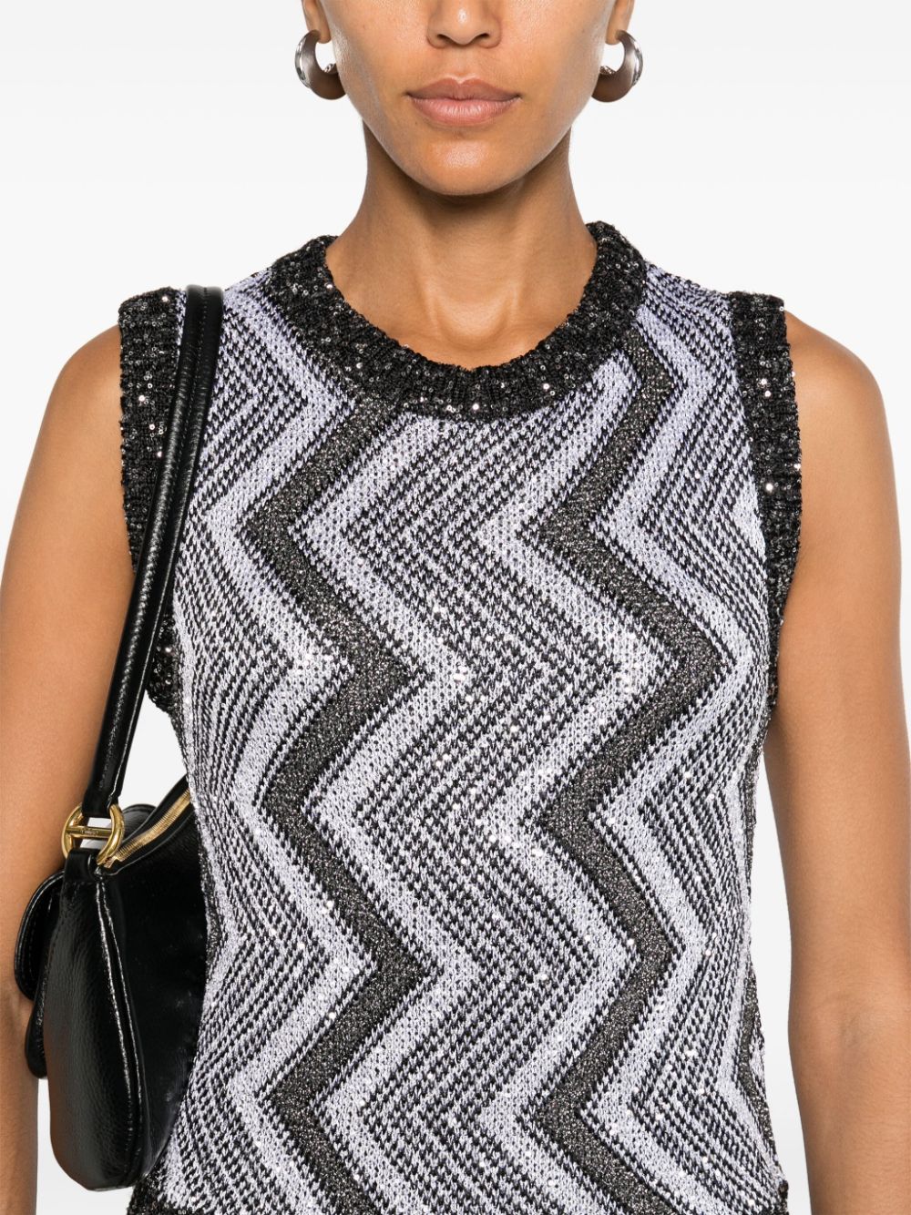 Shop Missoni Sequinned Zigzag Vest In Black