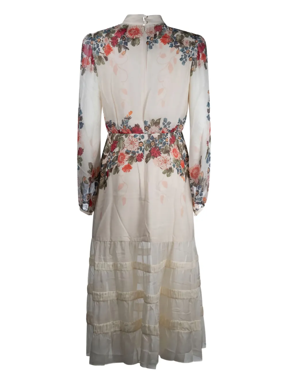 Saloni Jacqui gelaagde jurk met bloemenprint - Wit