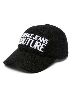 ハット VERSACE JEANS COUTURE Woman Hat Black 78HAZK04ZG365 899 Black Hat with embroidered logo Versace Jeans Couture