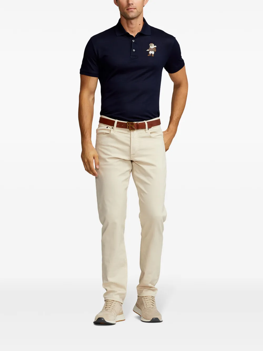 Ralph Lauren Purple Label Katoenen poloshirt met borduurwerk - Blauw