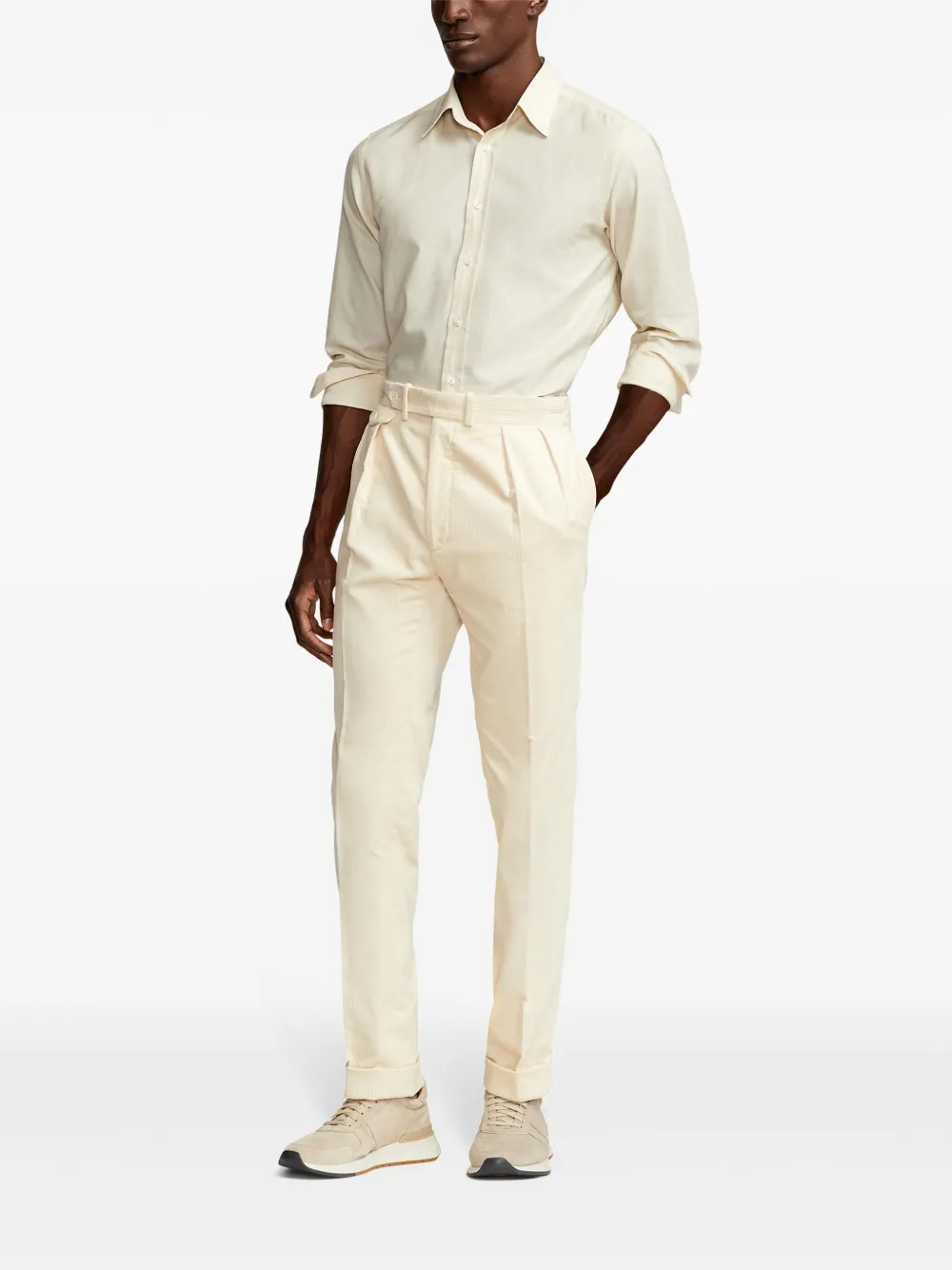 Ralph Lauren Purple Label Katoenen ribfluwelen broek - Beige