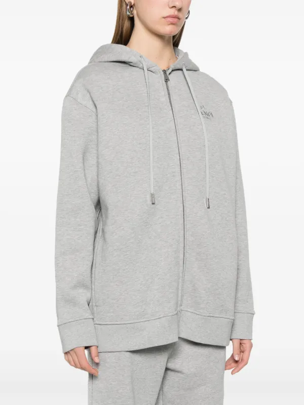 FENDI logo embroidered Hoodie Grey FARFETCH IE