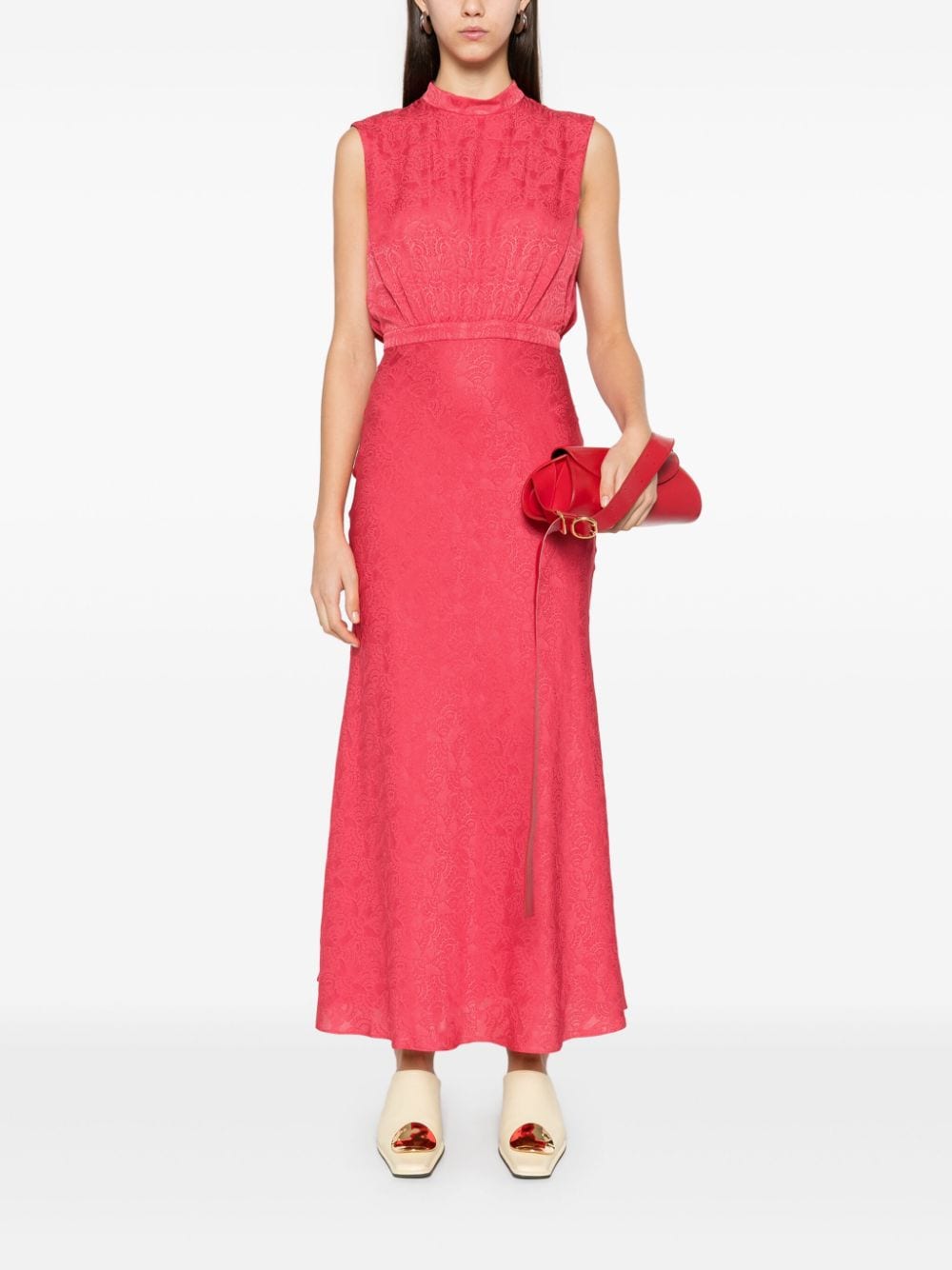 Saloni Fleur F maxi dress - Roze