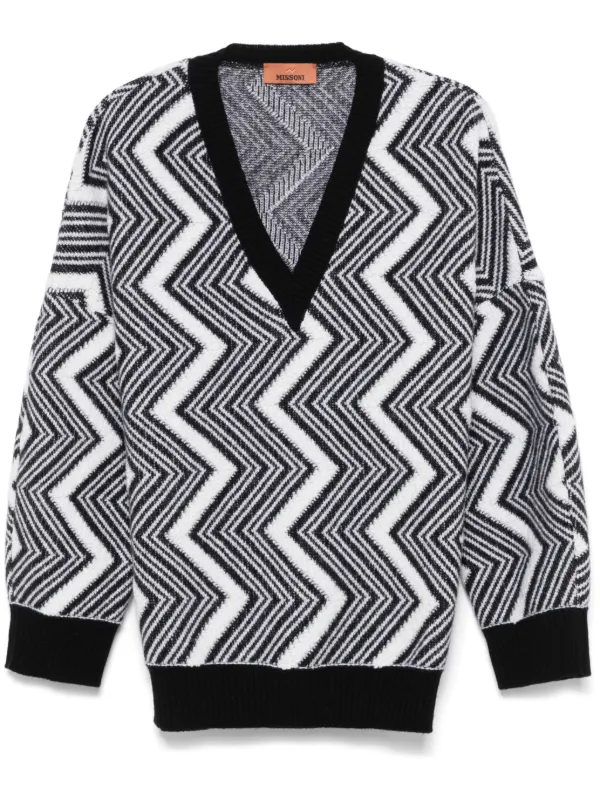 Missoni Zigzag Wool Sweater in Black