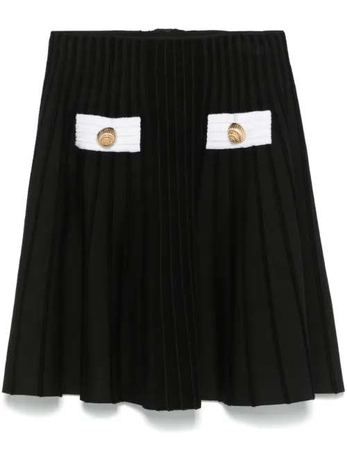 Minijupe en maille à design nervuré - Balmain - Modalova