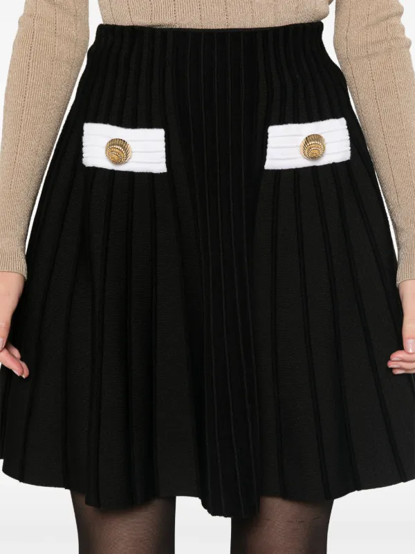 【Balmain】 Embellishedリブニットミニスカート Balmain リブニット ミニスカート | ブラック | FARFETCH JP