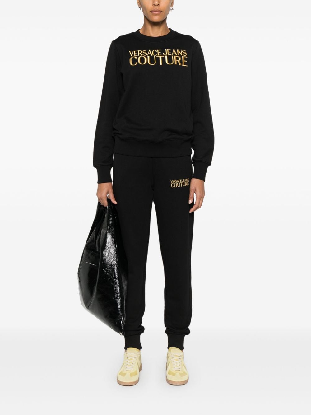 Shop Versace Jeans Couture Logo-embroidered Sweatshirt In Schwarz