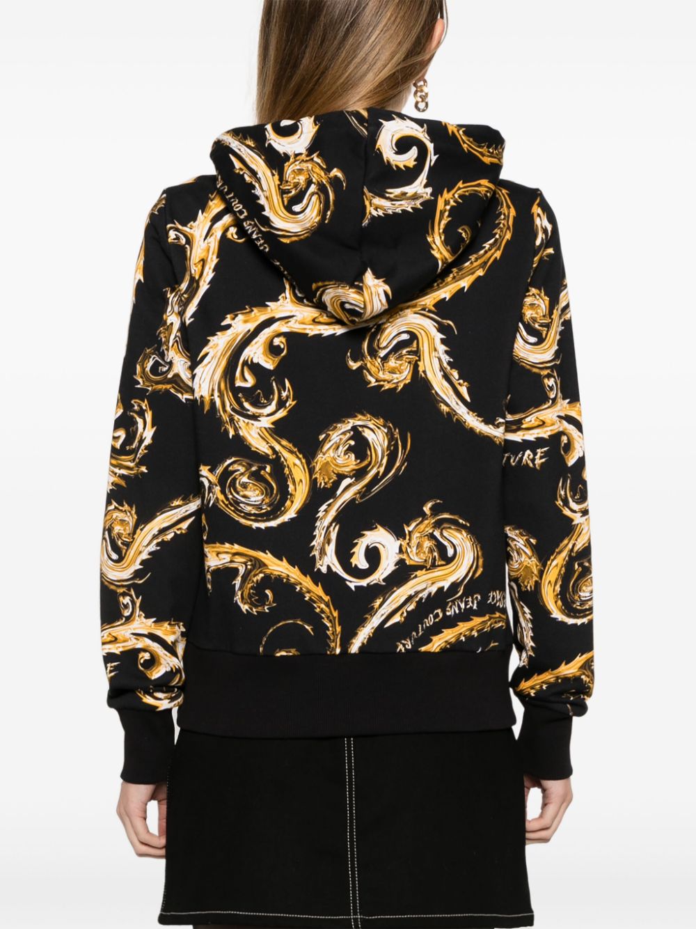 Shop Versace Jeans Couture Barocco-print Hoodie In Black