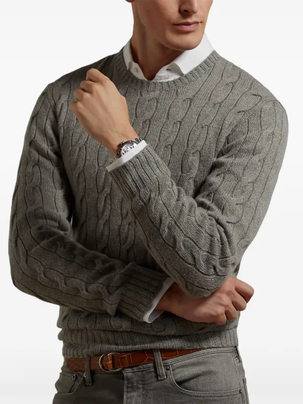Ralph Lauren Purple Label cable-knit Cashmere Sweater | Grey
