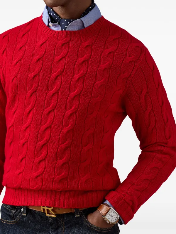Ralph Lauren Purple Label cable-knit Cashmere Sweater | Red