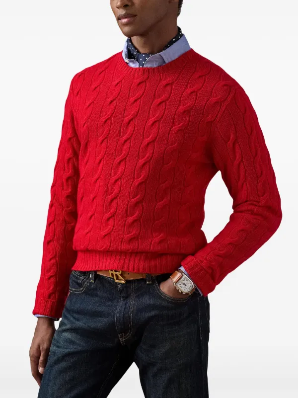 Ralph Lauren Purple Label ケーブルニット カシミアセーター | レッド
