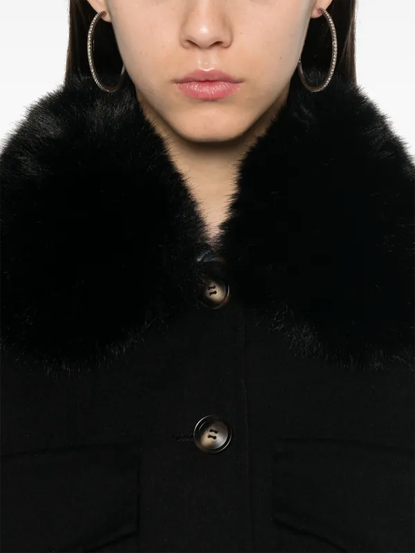 Ava Adore Faux fur-collar Coat | Black | FARFETCH JO