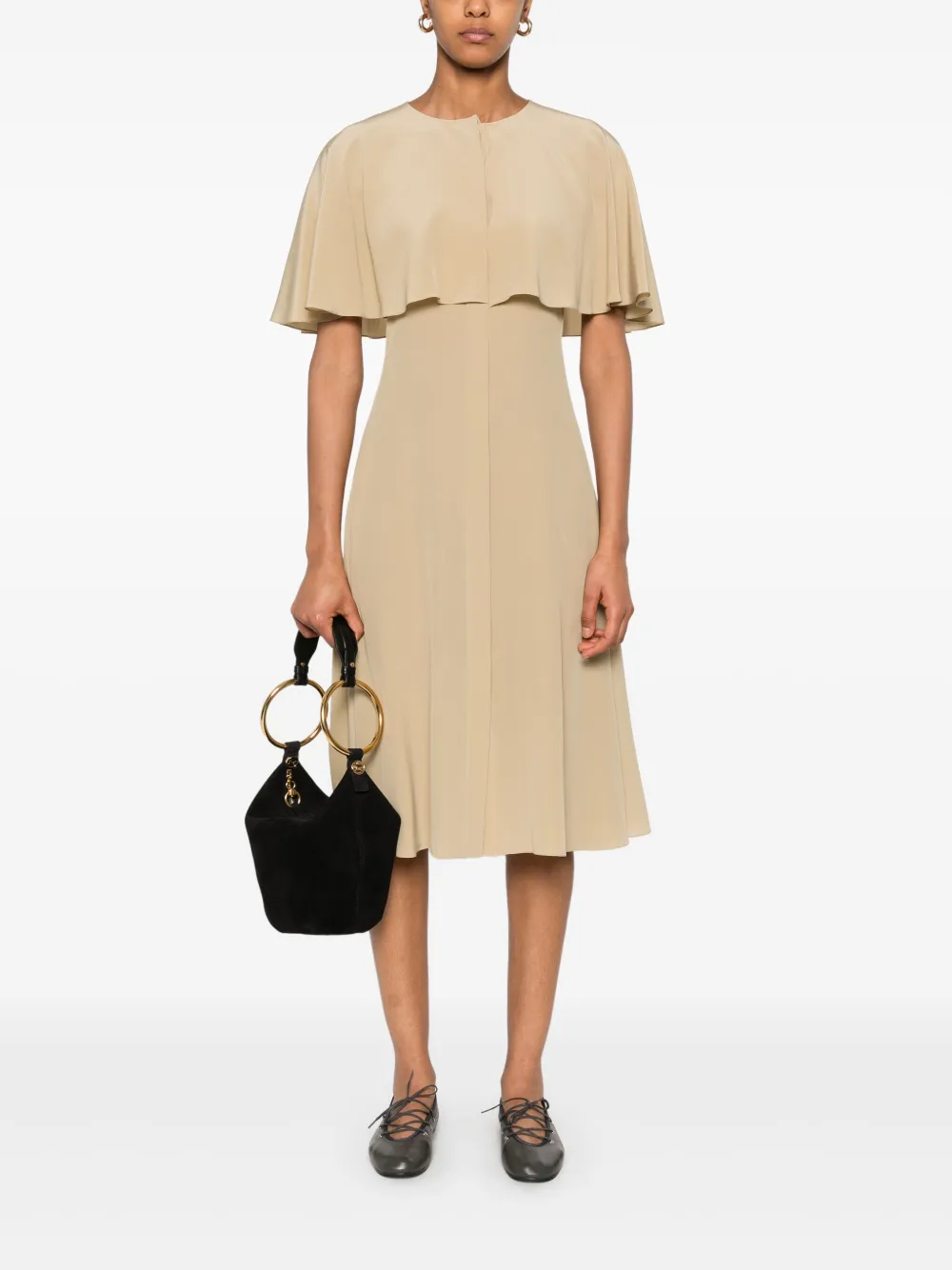 Chloé Midi-jurk met cape-design - Beige