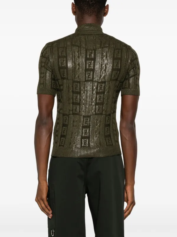 Tシャツ・カットソー FENDI Army Green Wool Polo Shirt FENDI FF Sparkle Polo Shirt | Green | FARFETCH