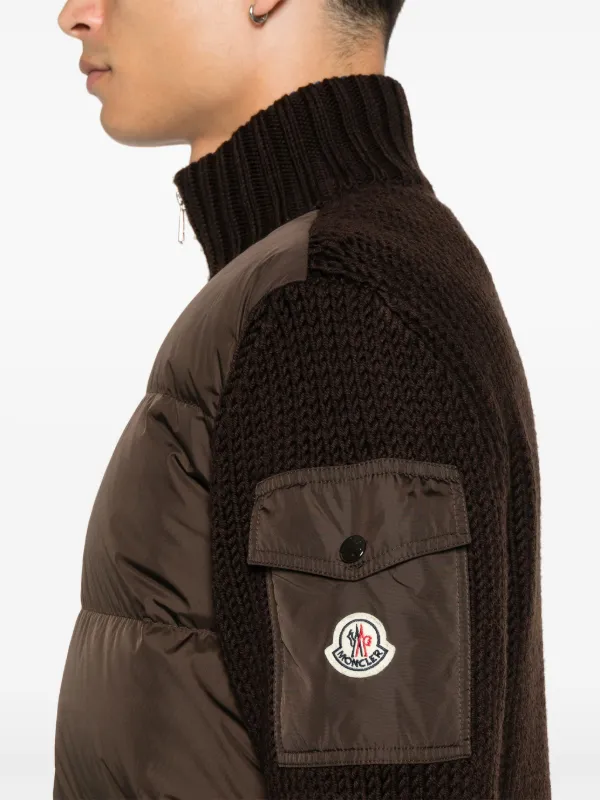 Moncler Panelled Cardigan | Brown | FARFETCH Moncler Panelled Cardigan | Brown | FARFETCH