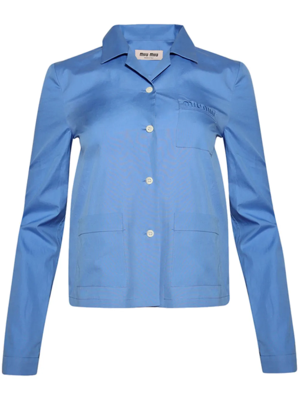 MIU MIU LOGO-EMBROIDERED POPLIN SHIRT