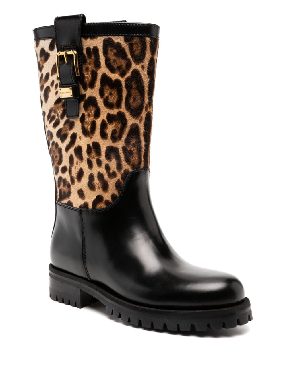 Shop Dolce & Gabbana Leopard-print Boots In Brown