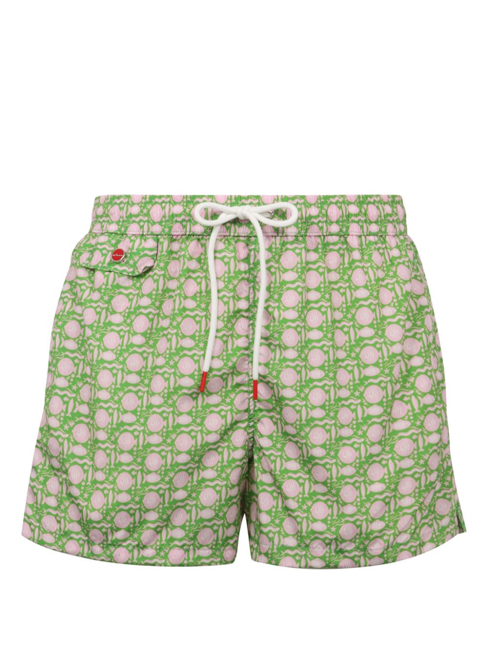 Kiton Zwembroek met grafische print Groen