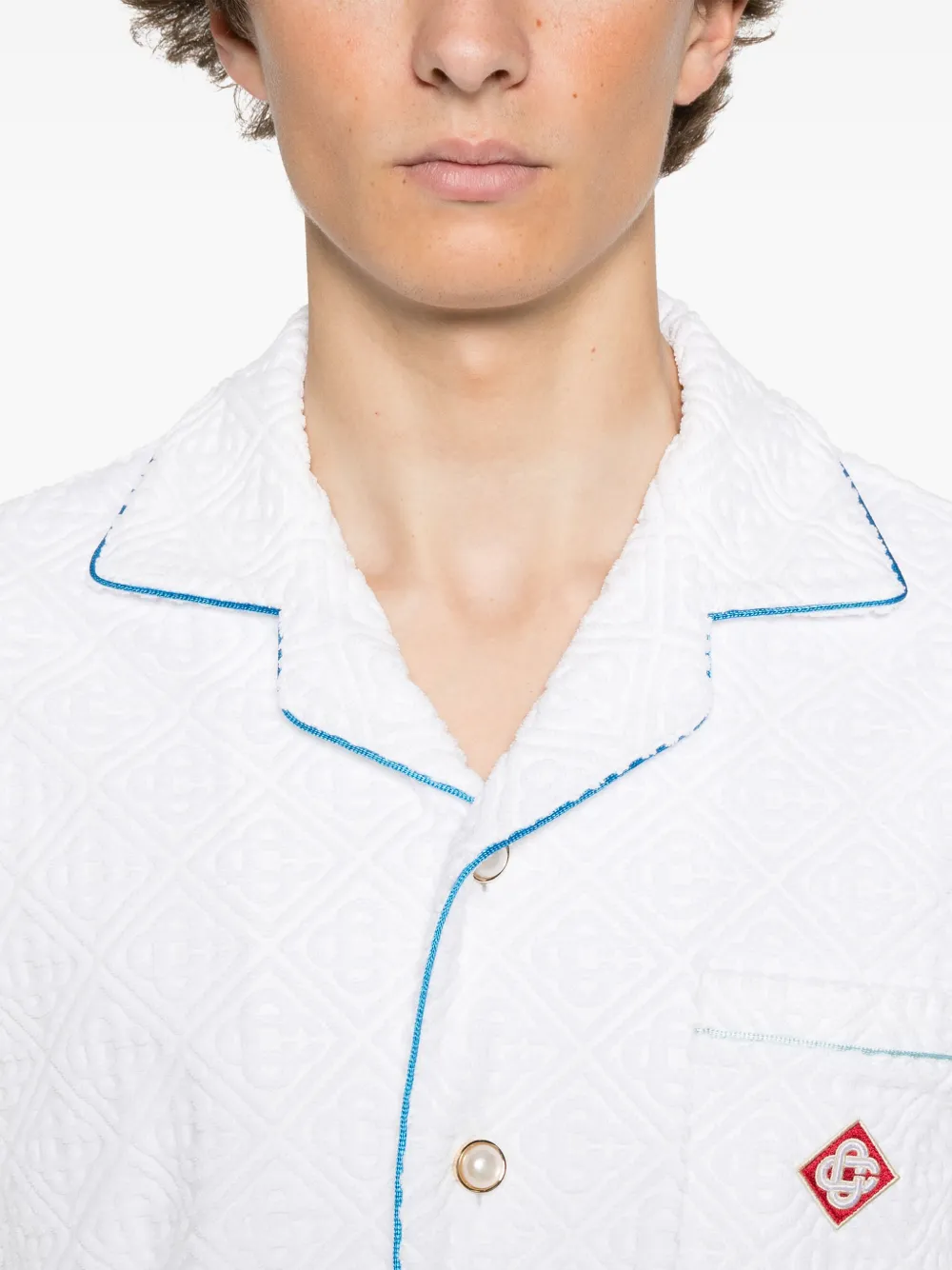 Casablanca Badstof overhemd met monogram Wit