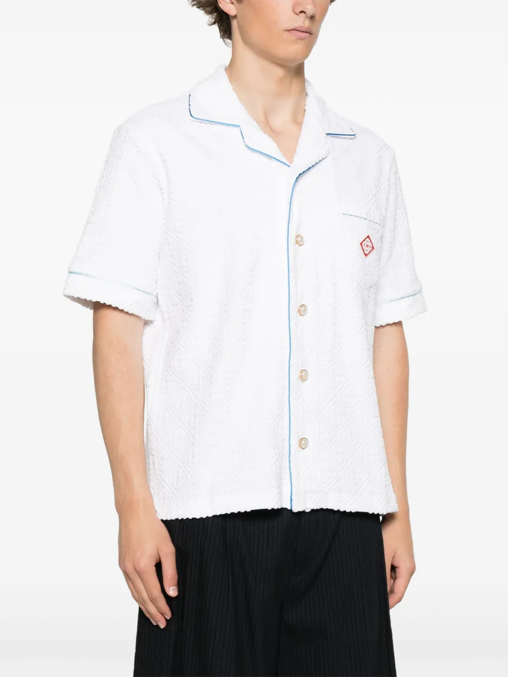 Casablanca Badstof overhemd met monogram Wit