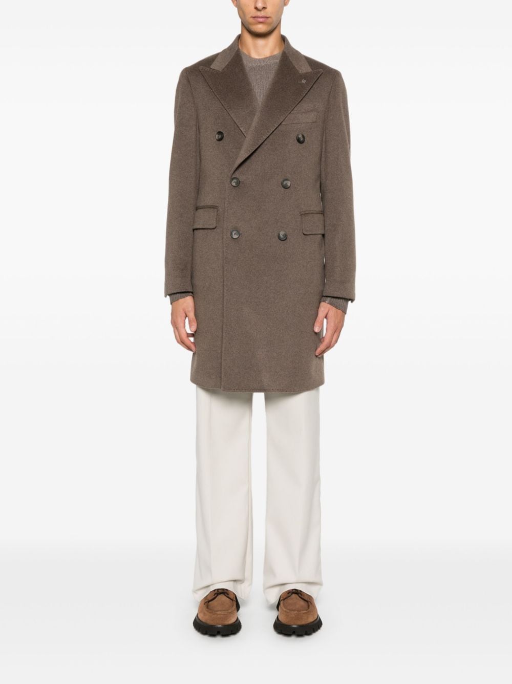 Shop Tagliatore Cashmere Coat In Brown